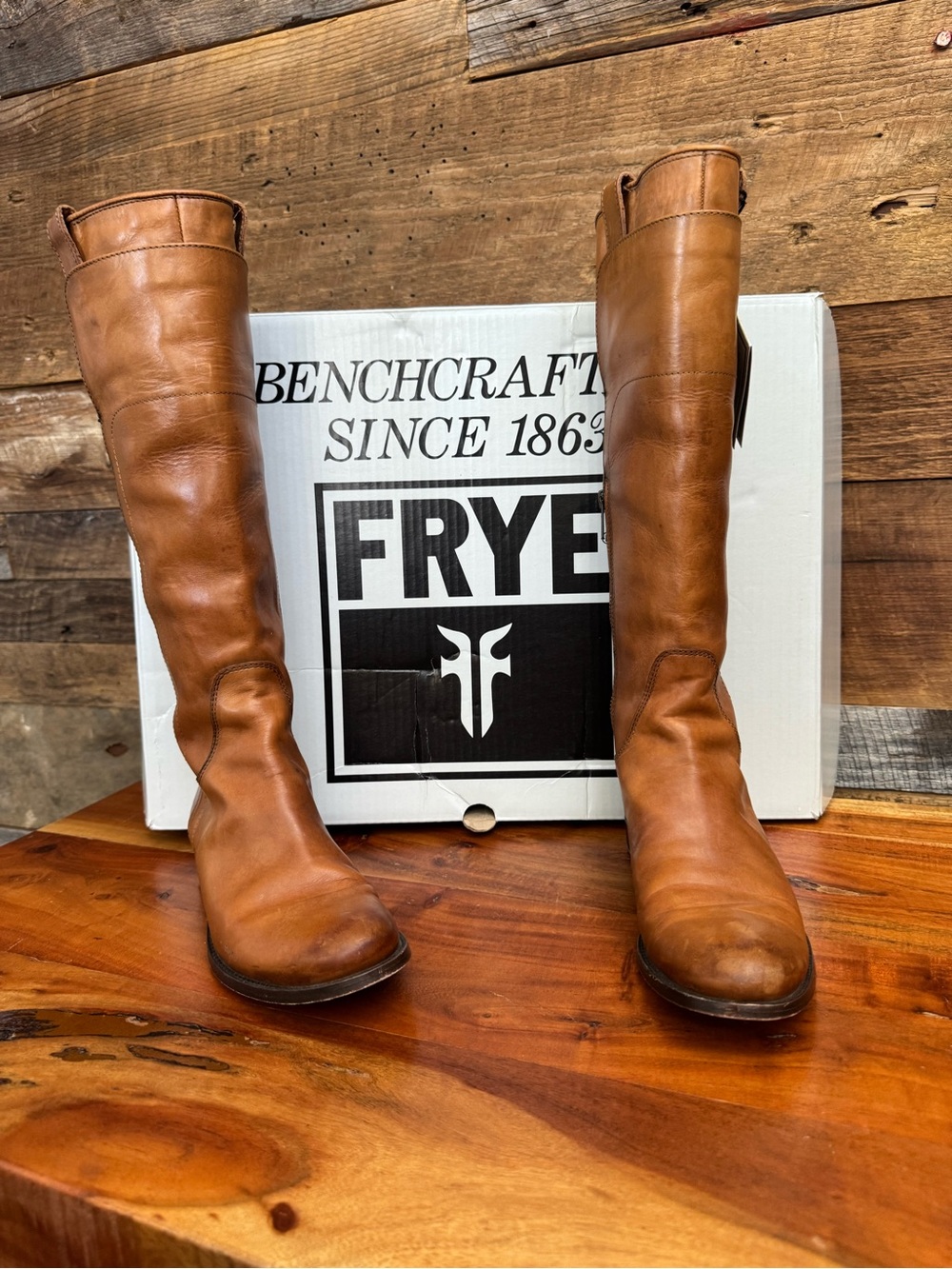 Frye Melissa Button Tall Cognac Leather Equestrian Riding Boots Box Included EUC